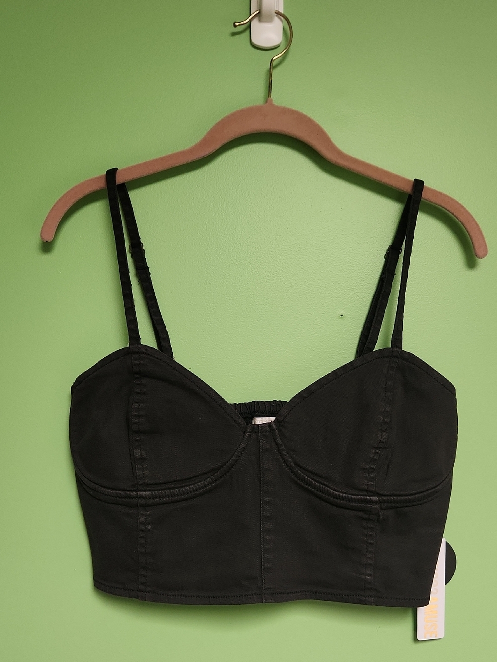 Amuse Society Black Denim Crop Tank
